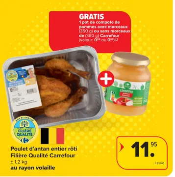 Offre: Poulet d'antan entier rôti