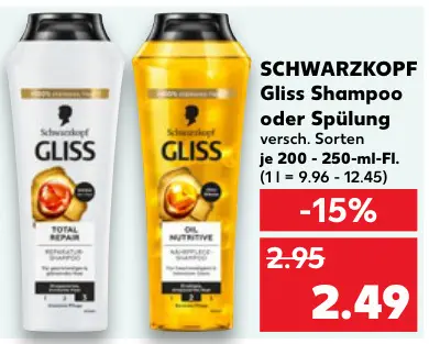 Aanbieding: Gliss Shampoo oder Spülung