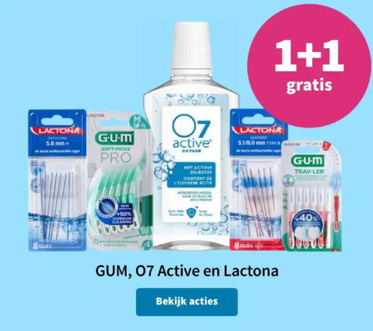 Aanbieding: GUM, O7 Active en Lactona