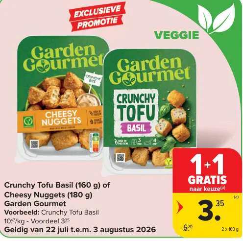 Promotie: Crunchy Tofu Basil of Cheesy Nuggets