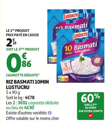 Offre: Riz basmati 10min