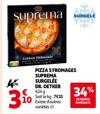 Promotie: Pizza 5 fromages suprema surgelée