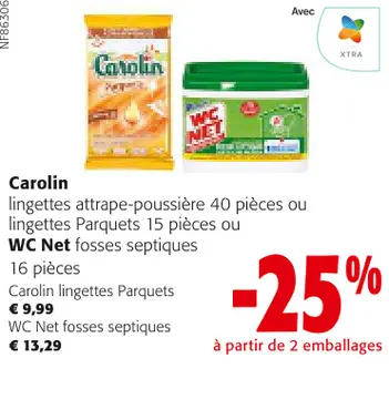 Offre: Carolin lingettes attrape-poussière ou lingettes Parquets ou WC Net fosses septiques