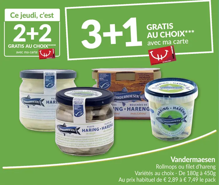 Offre: Vandermaesen Rollmops ou filet d'hareng