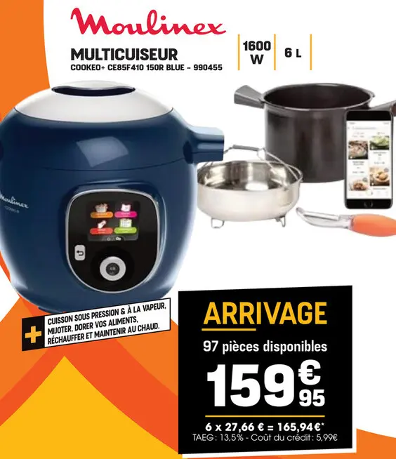 Offre: Multicuiseur cookeo+ ce85f410 150r blue - 990