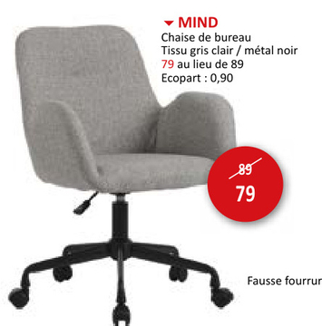 Offre: Chaise de bureau Mind gris clair