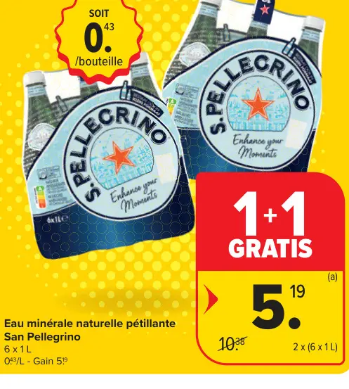 Offre: Eau minérale naturelle pétillante