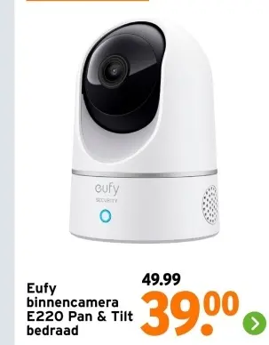 Aanbieding: Eufy binnencamera E220 Pan & Tilt bedraad
