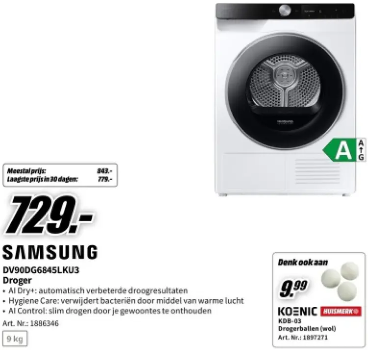 Aanbieding: SAMSUNG DV90DG6845LKU3 Droger