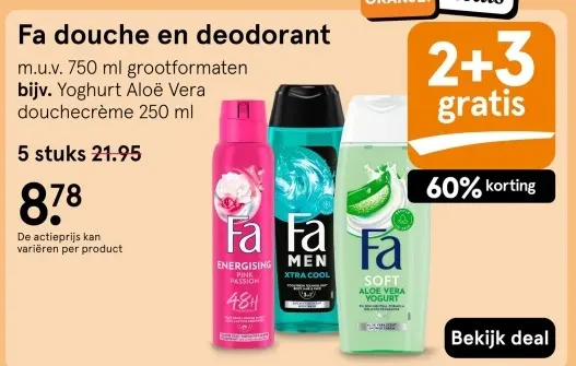 Aanbieding: Fa douche en deodorant
