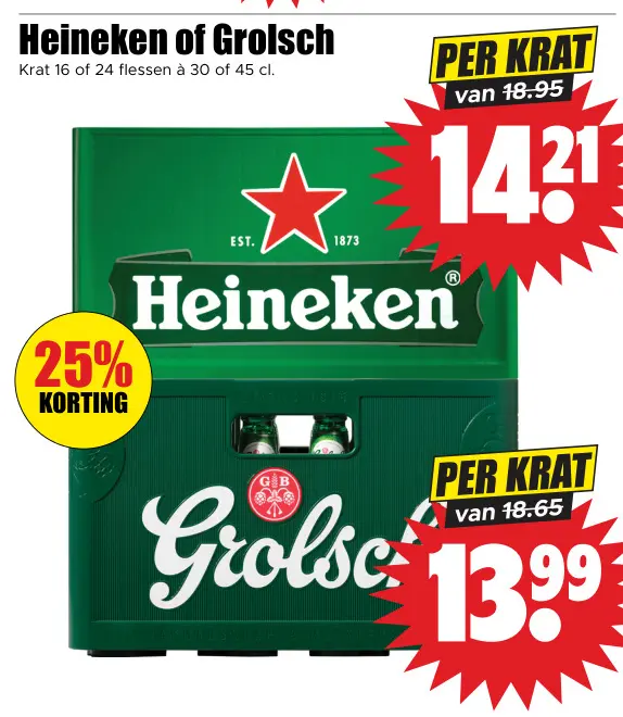 Aanbieding: Heineken of Grolsch