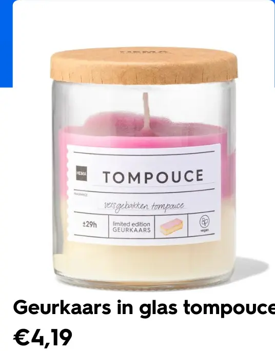 Promotie: Geurkaars in glas tompouce