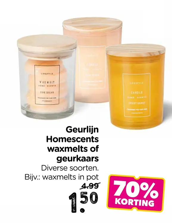 Aanbieding: Geurlijn Homescents waxmelts of geurkaars