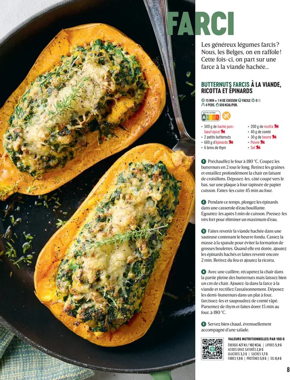 Offre: Butternuts farcis à la viande, ricotta et épi