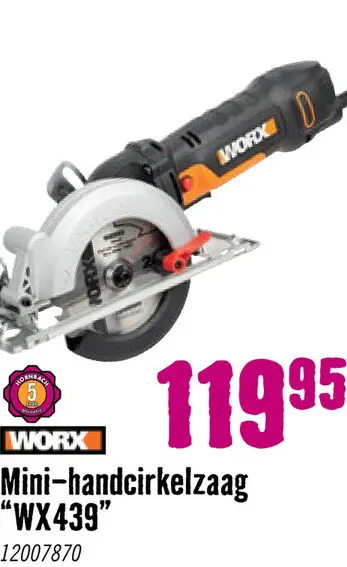 Aanbieding: WORX Mini handcirkelzaag Worxsaw XL WX439