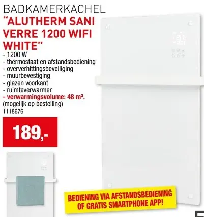 Promotie: Alutherm Sani Verre 1200 Wifi White badkamerkachel