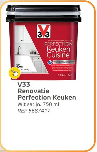 Aanbieding: V33 keukenverf renovatie perfection wit zijdeglans 750ml