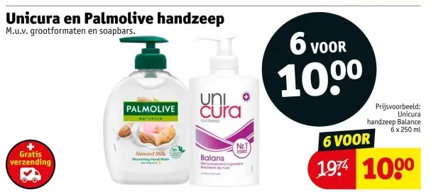 Aanbieding: Unicura en Palmolive handzeep