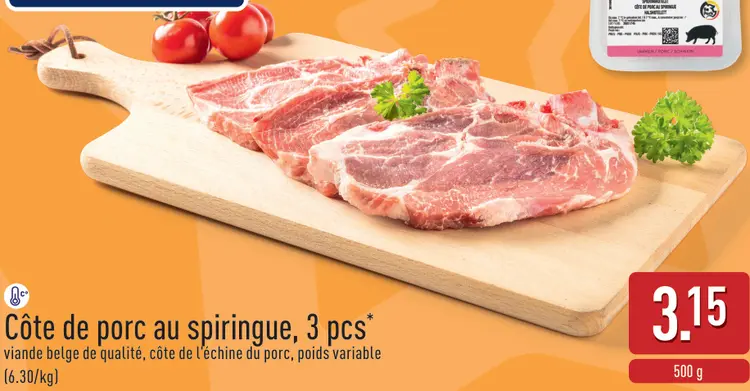 Offre: Côte de porc au spiringue