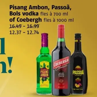 Aanbieding: Pisang Ambon, Passoa, Bols vodka of Coebergh