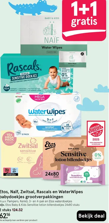 Aanbieding: babydoekjes grootverpakkingen