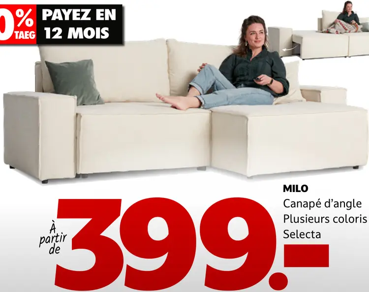 Offre: Selecta Canapé d’angle Milo