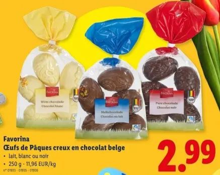 Offre: Œufs de Pâques creux en chocolat belge