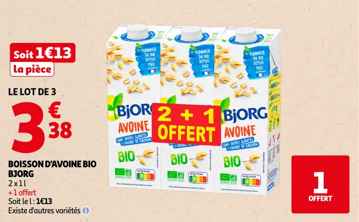 Offre: Boisson d'avoine bio