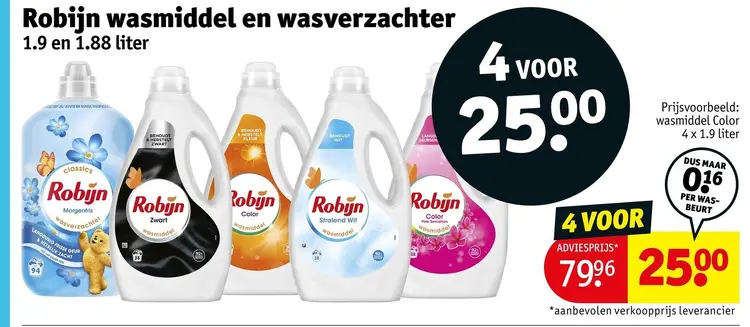 Aanbieding: Robijn wasmiddel en wasverzachter