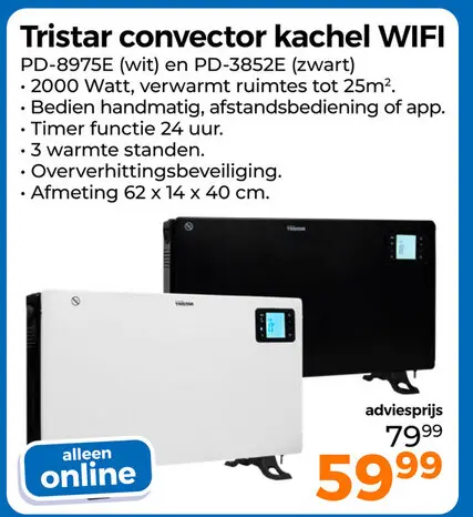 Aanbieding: Tristar convector kachel WIFI