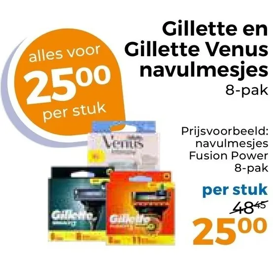 Aanbieding: Gillette en Gillette Venus navulmesjes