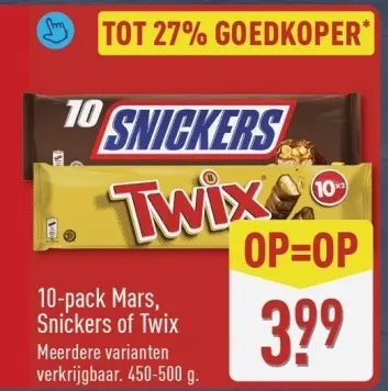 Aanbieding: 10-pack Mars, Snickers of Twix