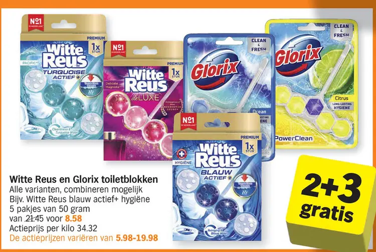 Aanbieding: Witte Reus en Glorix toiletblokken