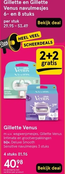 Aanbieding: Gillette en Gillette Venus navulmesjes