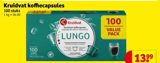 Promotie: Kruidvat koffiecapsules Lungo