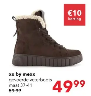 Aanbieding: xx bij Mexx dames veterboots gevoerd bruin
