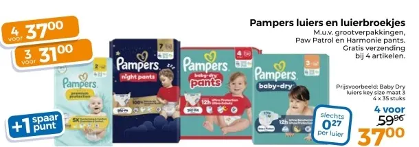 Aanbieding: Pampers luiers en luierbroekjes