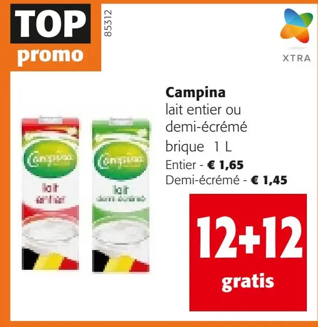 Offre: lait entier ou demi-écrémé