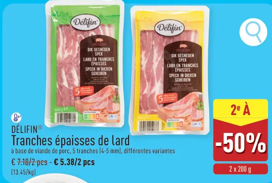 Offre: Tranches épaisses de lard
