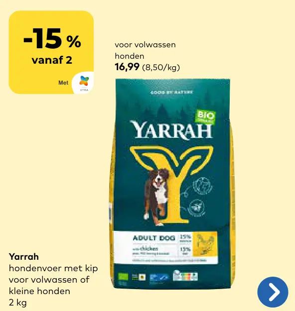 Promotie: Yarrah hondenvoer met kip voor volwassenen of kleine honden