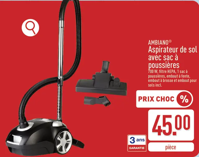Offre: Aspirateur de sol avec sac à poussières