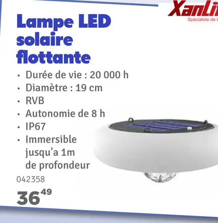 Offre: Lampe LED solaire flottante