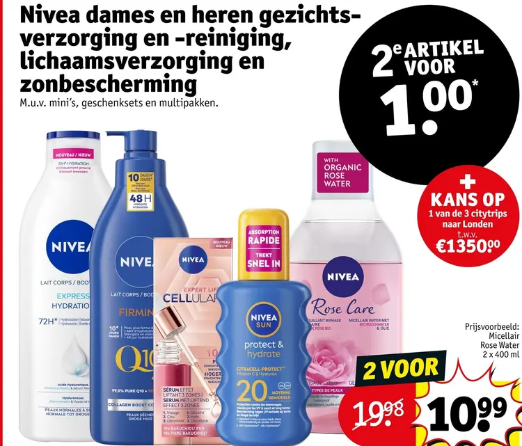 Aanbieding: Dames en heren gezichtsverzorging en -reiniging, lichaamsverzorging en zonbescheming