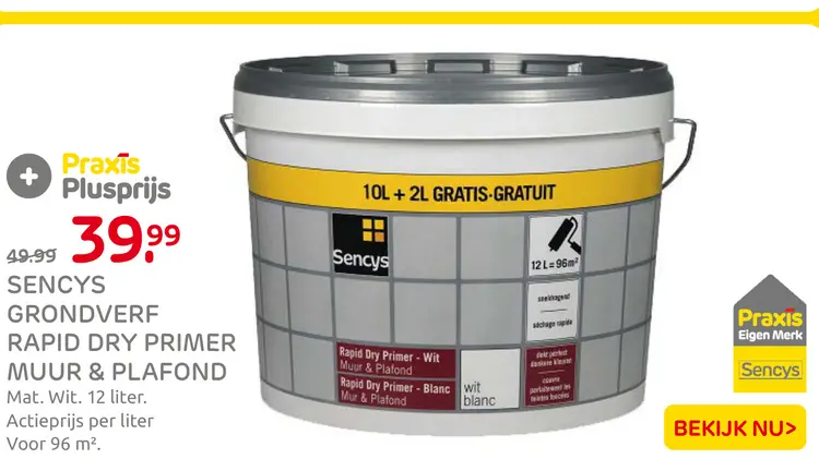 Aanbieding: Sencys grondverf rapid dry primer muur & plafond