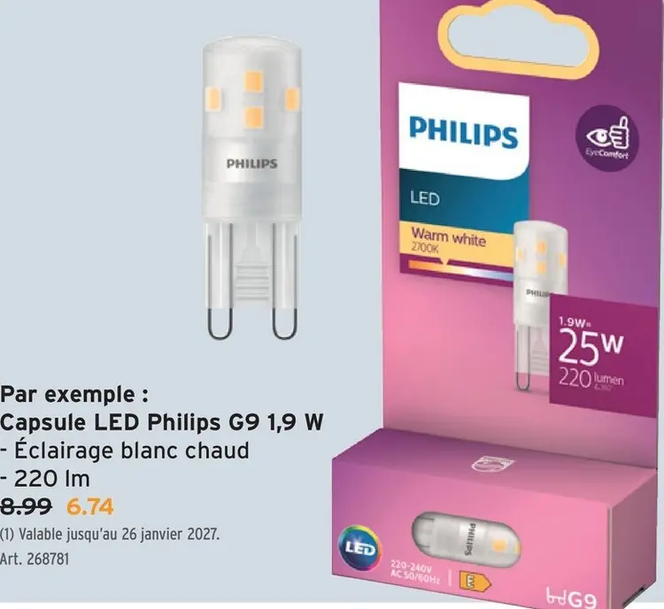 Offre: Capsule LED Philips G9 1,9 W