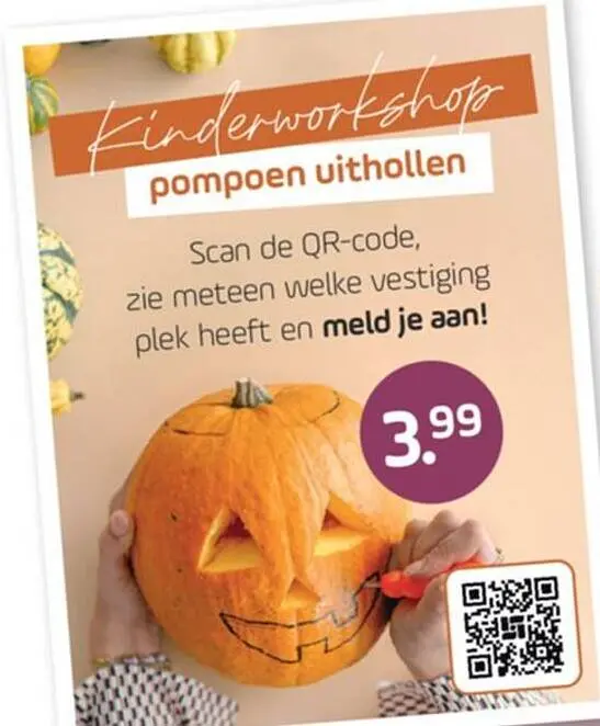 Aanbieding: Kinderworkshop pompoen uithollen