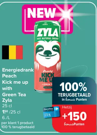Promotie: Energiedrank Peach Kick me up with Green Tea
