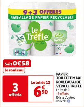 Aanbieding: PAPIER TOILETTE MAXI ROULEAU ALOE VERA LE TRE