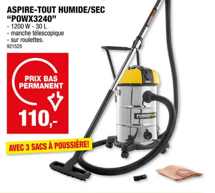 Offre: Aspire-tout humide/sec "powx3240"