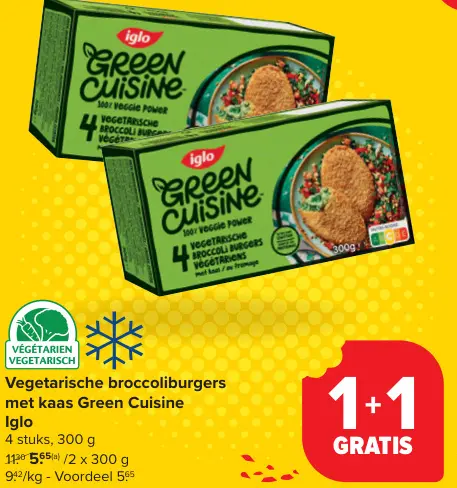 Aanbieding: Vegetarische broccoliburgers met kaas Green Cuisine